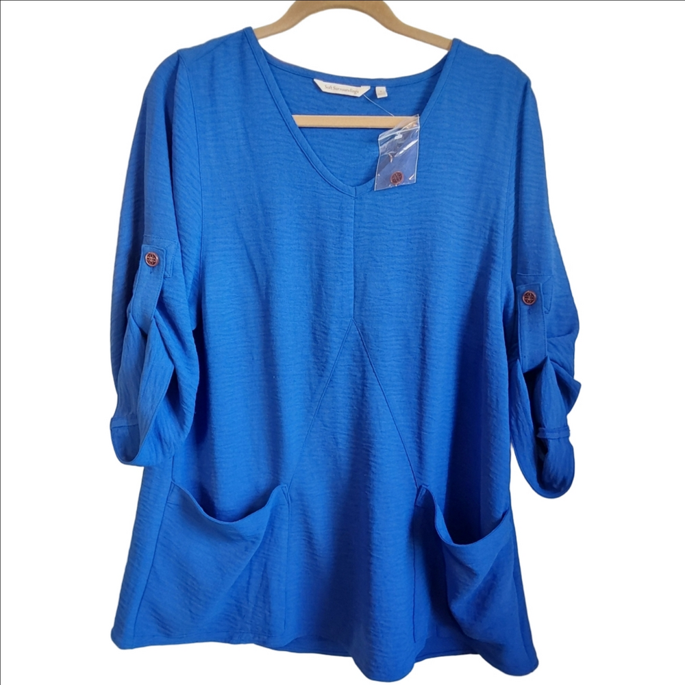 Soft Surroundings Royal Blue V-Neck Tunic